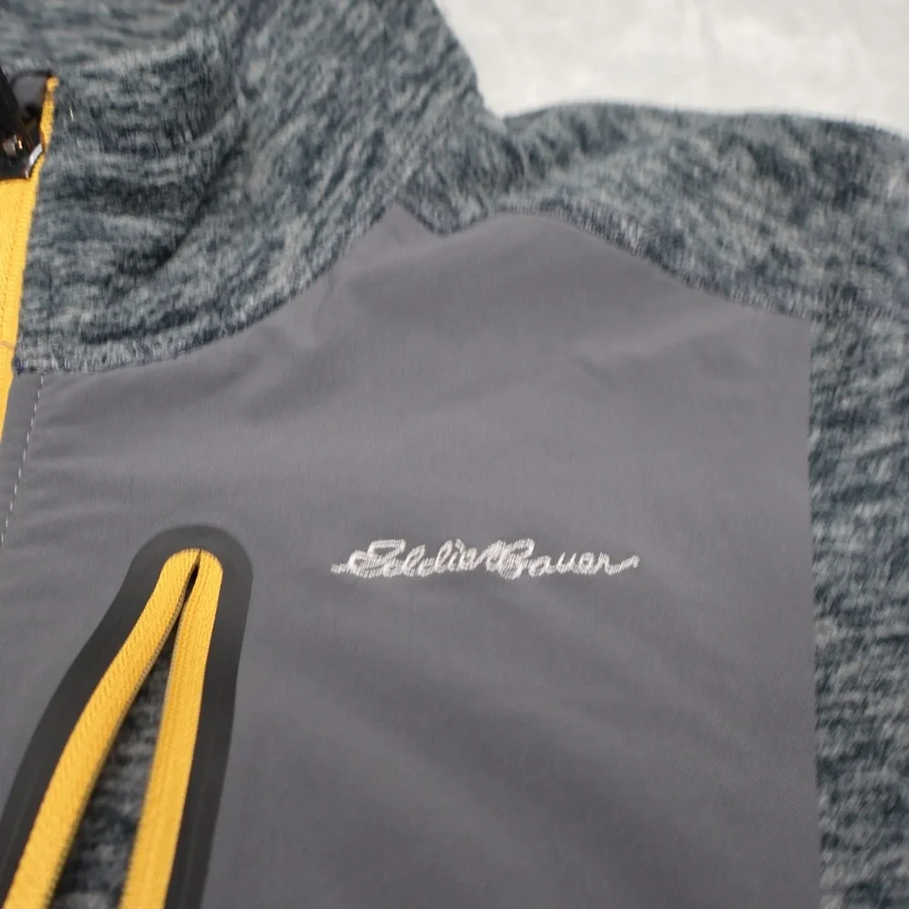 Eddie Bauer Jacket Mens Large Tall Gray First Ascent Fleece Full Zip Outdoor